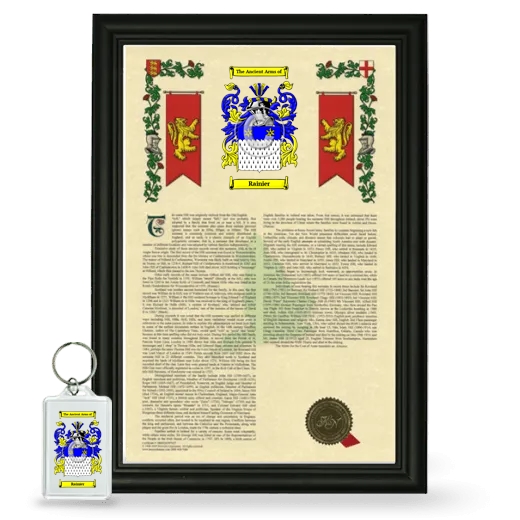 Rainier Framed Armorial History and Keychain - Black