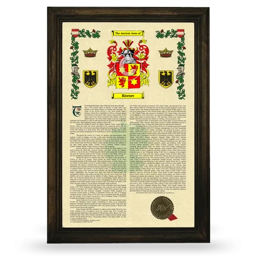 Risener Armorial History Framed - Brown