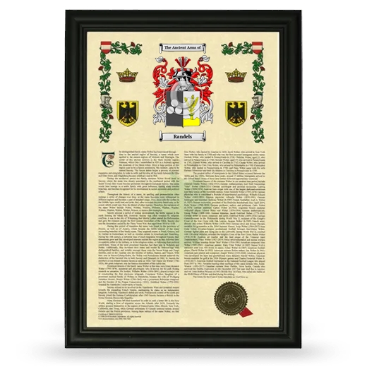 Randels Armorial History Framed - Black