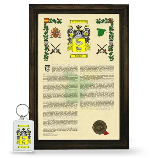 Rezende Framed Armorial History and Keychain - Brown