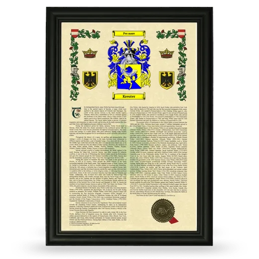 Kreuter Armorial History Framed - Black