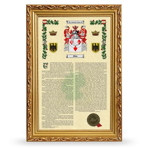 Rhin Armorial History Framed - Gold