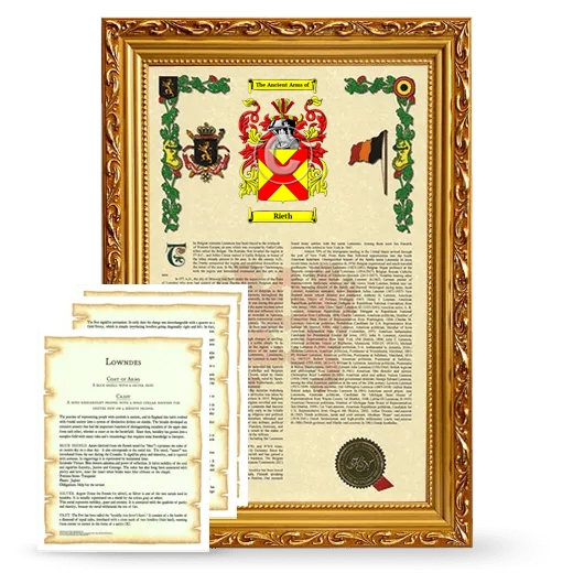 Rieth Framed Armorial History and Symbolism - Gold