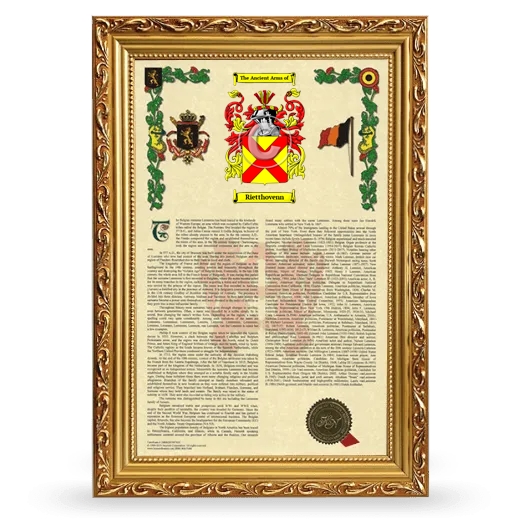 Rietthovenn Armorial History Framed - Gold