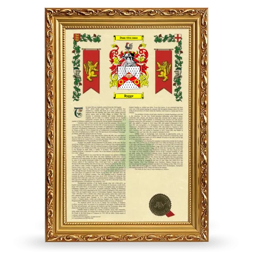 Rygge Armorial History Framed - Gold