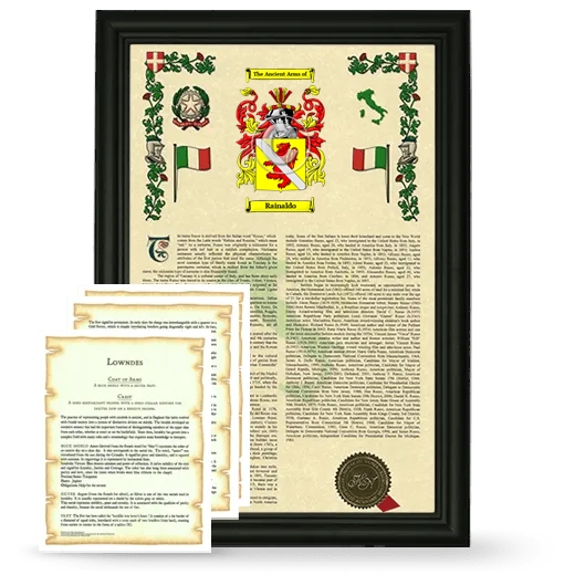 Rainaldo Framed Armorial History and Symbolism - Black