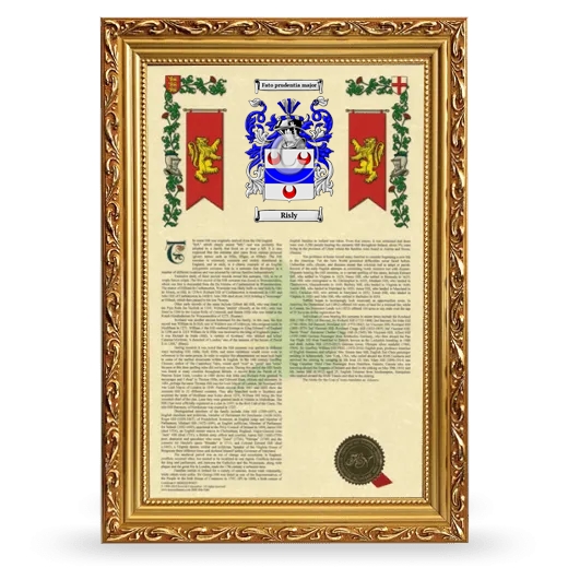 Risly Armorial History Framed - Gold