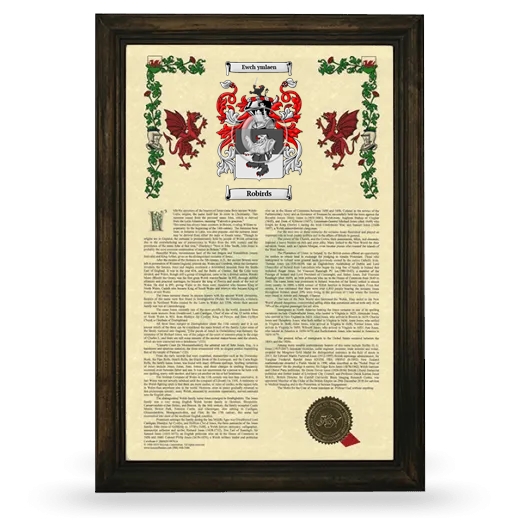 Robirds Armorial History Framed - Brown