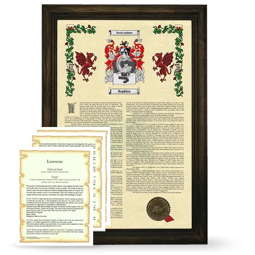 Ropkins Framed Armorial History and Symbolism - Brown
