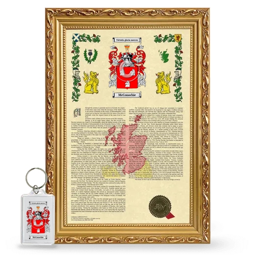 McConochie Framed Armorial History and Keychain - Gold