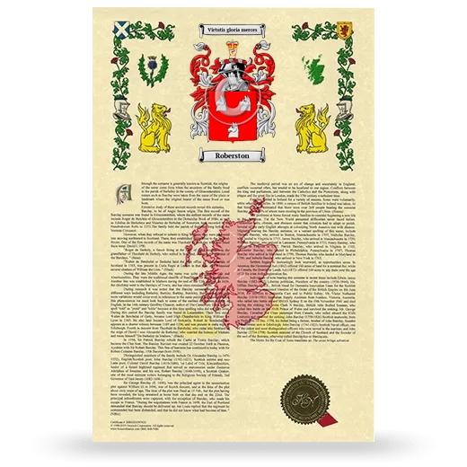 Roberston Armorial History with Coat of Arms