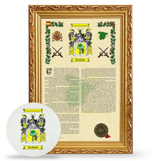 Derobreda Framed Armorial History and Mouse Pad - Gold