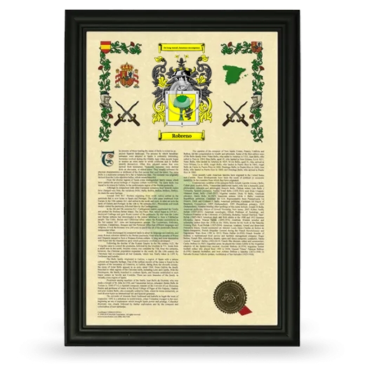 Robreno Armorial History Framed - Black