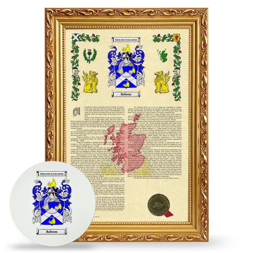 Rabson Framed Armorial History and Mouse Pad - Gold