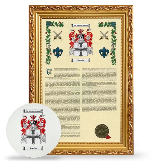 Rouche Framed Armorial History and Mouse Pad - Gold