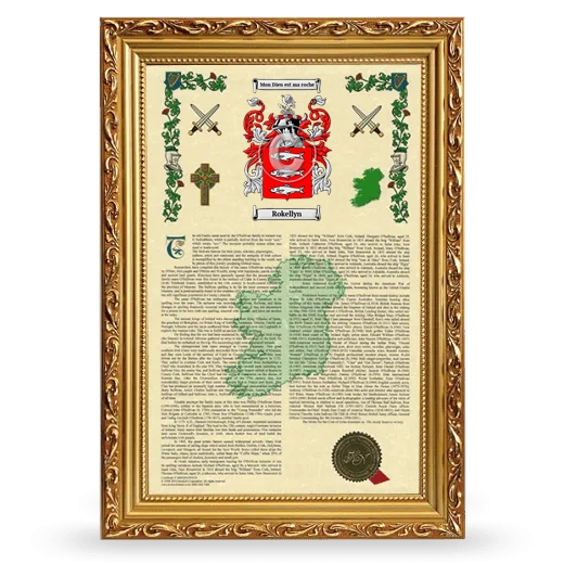 Rokellyn Armorial History Framed - Gold