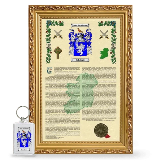 Rokefarte Framed Armorial History and Keychain - Gold