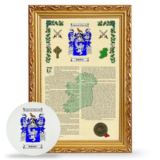 Rokefert Framed Armorial History and Mouse Pad - Gold