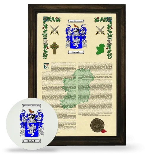 Rucfarde Framed Armorial History and Mouse Pad - Brown