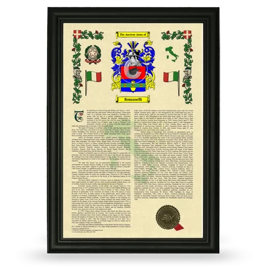 Romanelli Armorial History Framed - Black