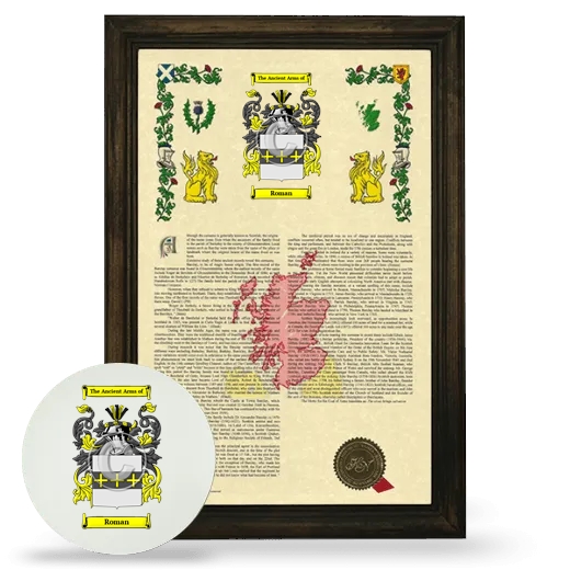 Roman Framed Armorial History and Mouse Pad - Brown