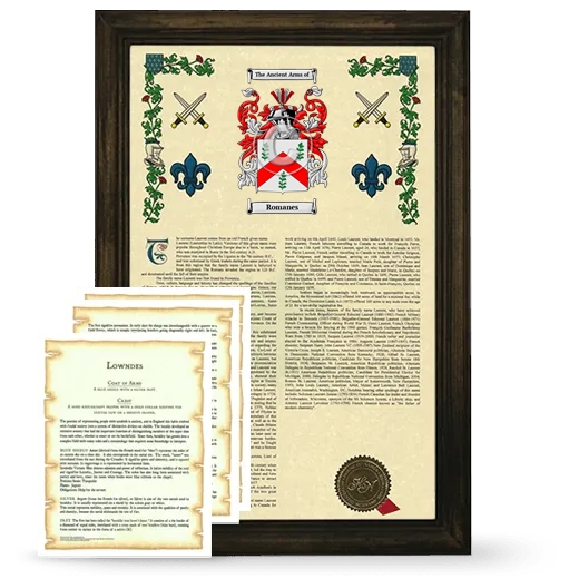 Romanes Framed Armorial History and Symbolism - Brown