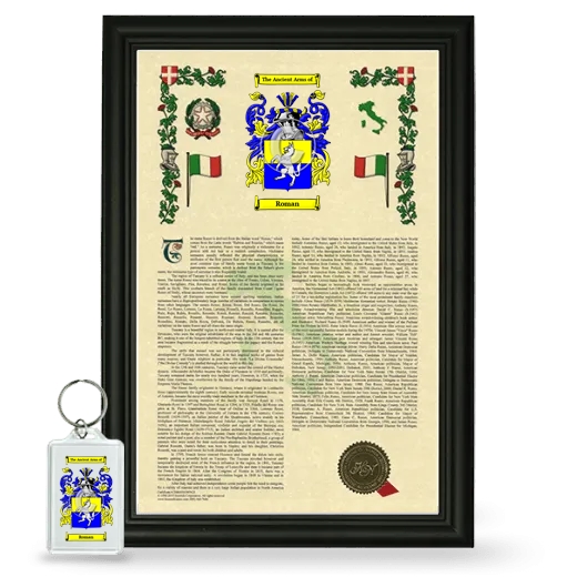 Roman Framed Armorial History and Keychain - Black