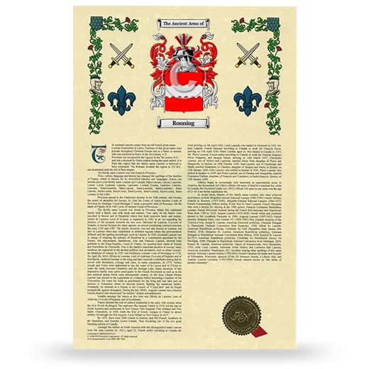 Ronning Armorial History with Coat of Arms