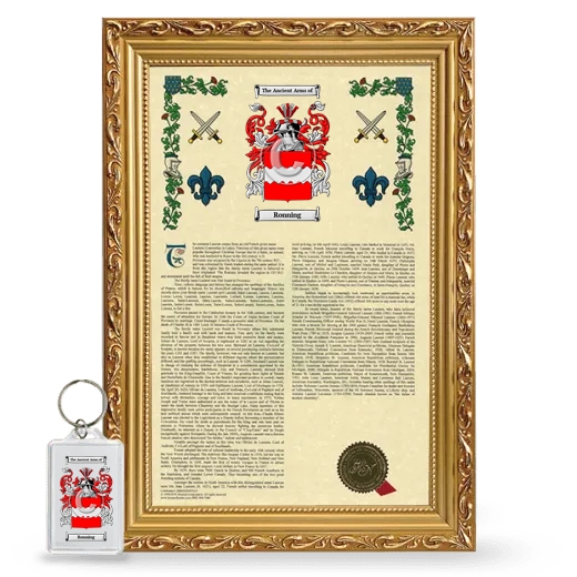 Ronning Framed Armorial History and Keychain - Gold