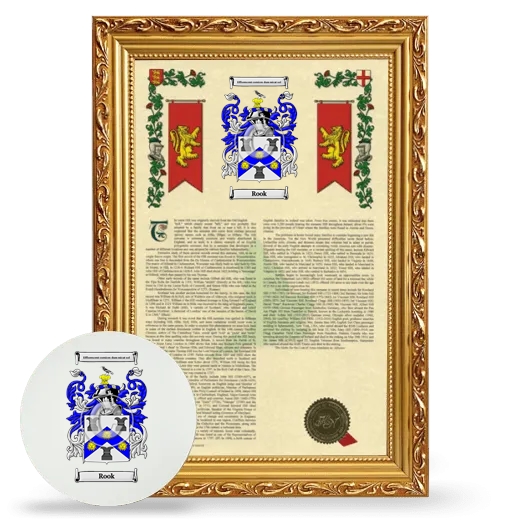 Rook Framed Armorial History and Mouse Pad - Gold