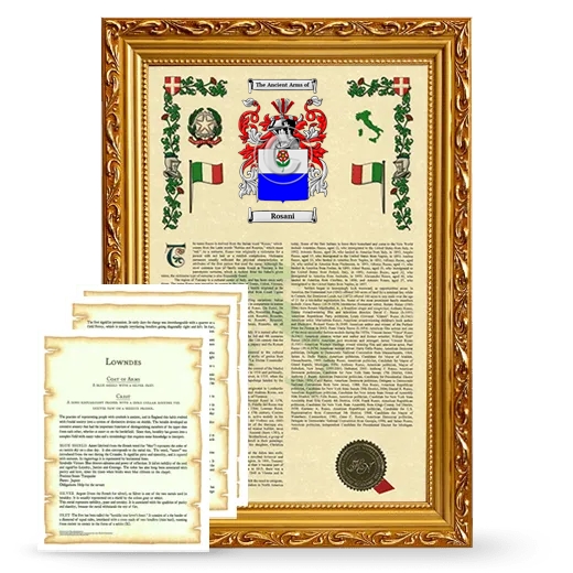 Rosani Framed Armorial History and Symbolism - Gold