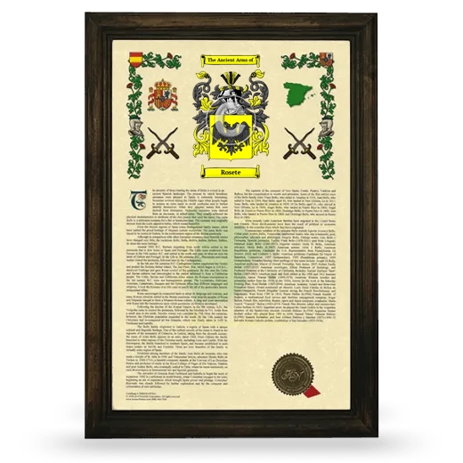 Rosete Armorial History Framed - Brown