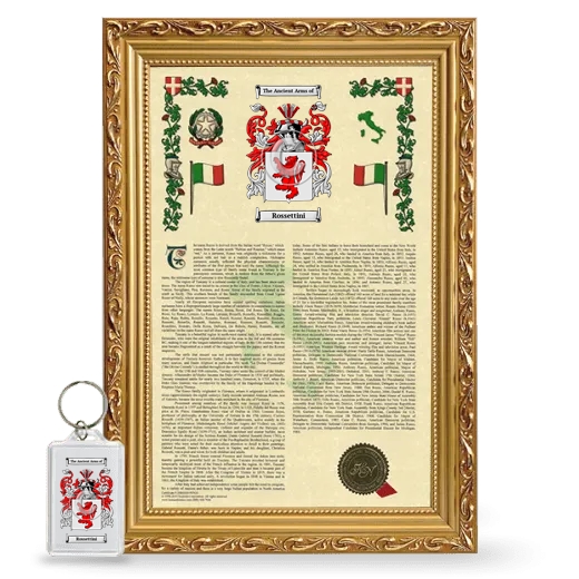 Rossettini Framed Armorial History and Keychain - Gold