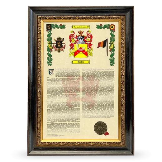 Rostes Armorial History Framed - Heirloom