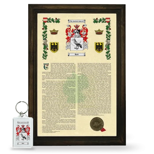 Rott Framed Armorial History and Keychain - Brown