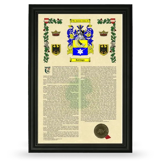 Rottings Armorial History Framed - Black