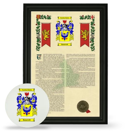 Roosevelt Framed Armorial History and Mouse Pad - Black