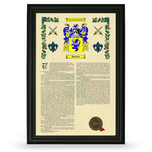 Rosseau Armorial History Framed - Black