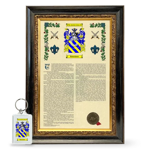 Roussiaux Framed Armorial History and Keychain - Heirloom