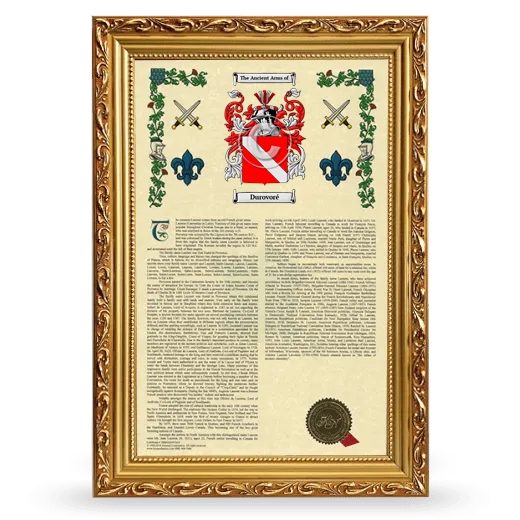 Durovoré Armorial History Framed - Gold