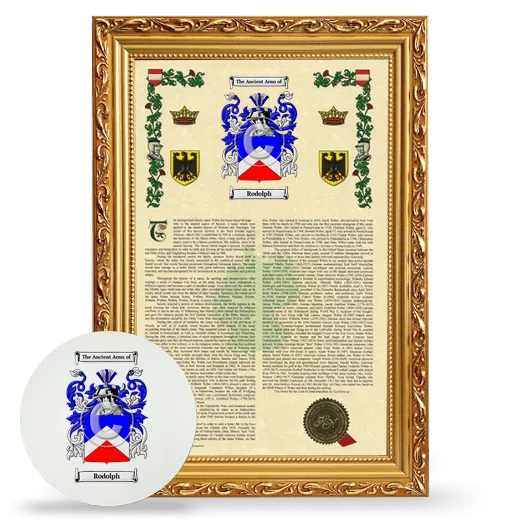 Rodolph Framed Armorial History and Mouse Pad - Gold