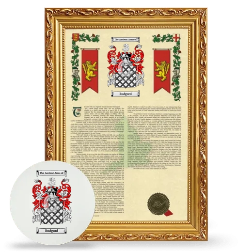 Rudgord Framed Armorial History and Mouse Pad - Gold