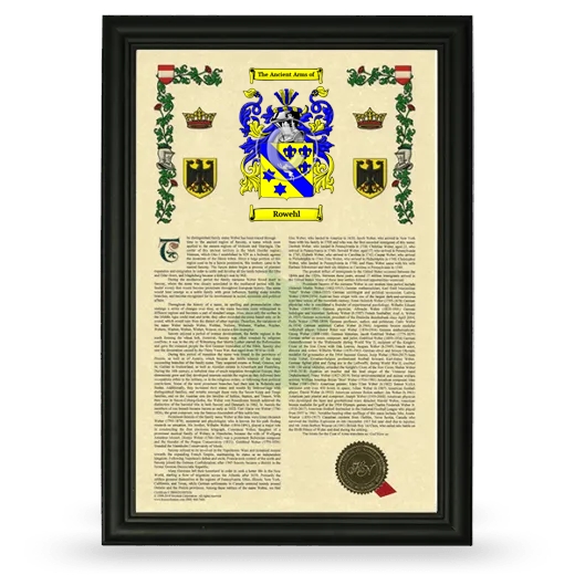 Rowehl Armorial History Framed - Black