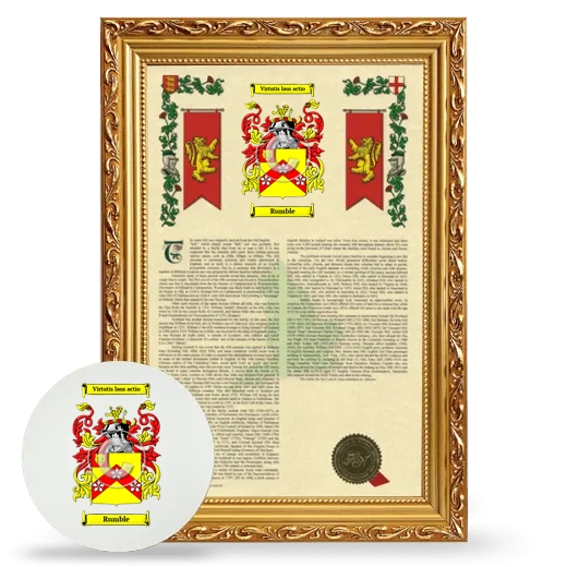 Rumble Framed Armorial History and Mouse Pad - Gold
