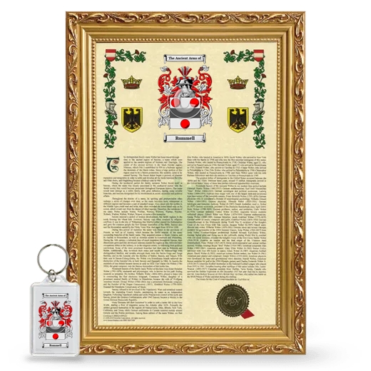 Rummell Framed Armorial History and Keychain - Gold