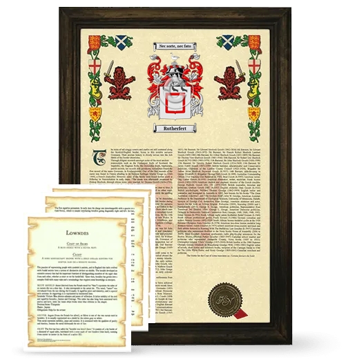 Rutherfert Framed Armorial History and Symbolism - Brown