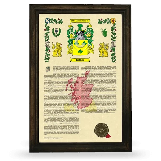 Ratlage Armorial History Framed - Brown