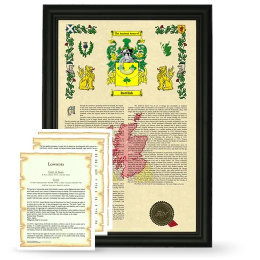 Rattlish Framed Armorial History and Symbolism - Black