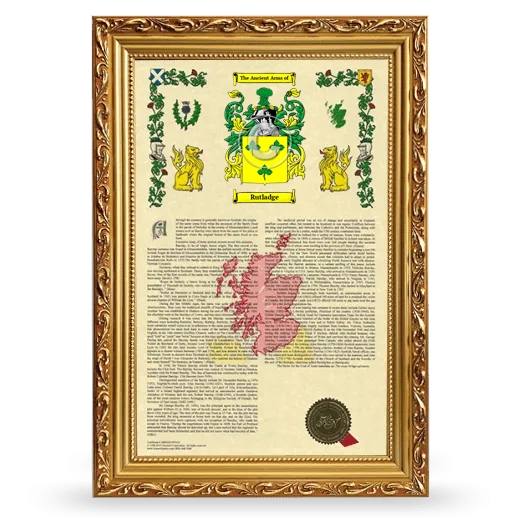 Rutladge Armorial History Framed - Gold