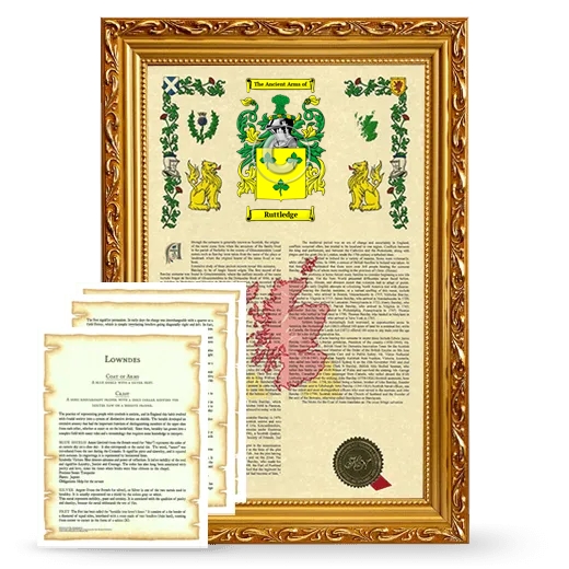 Ruttledge Framed Armorial History and Symbolism - Gold